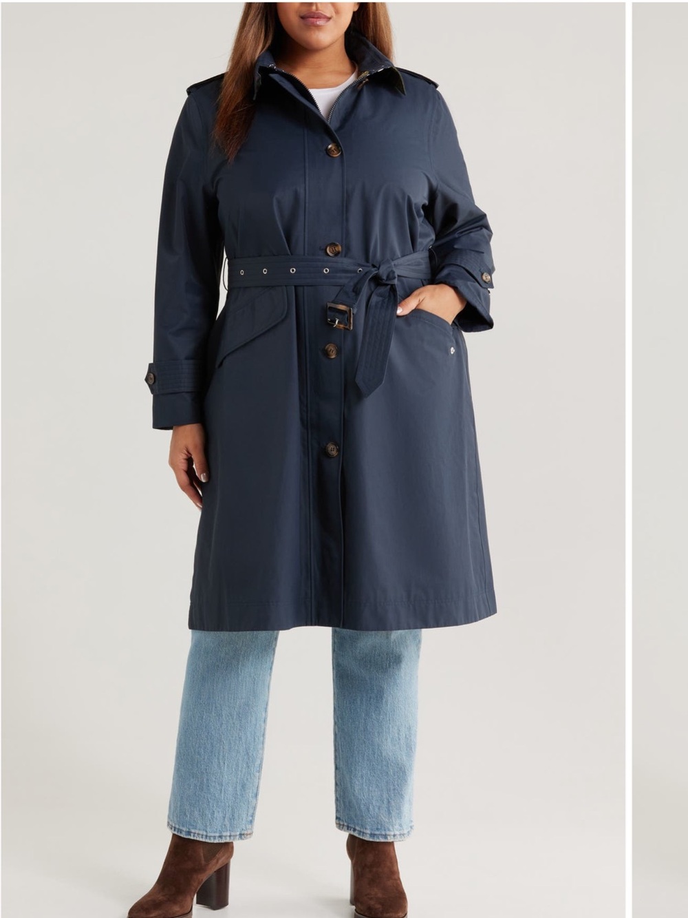 Barbour Camilla Navy Tie-Waist Trench Coat